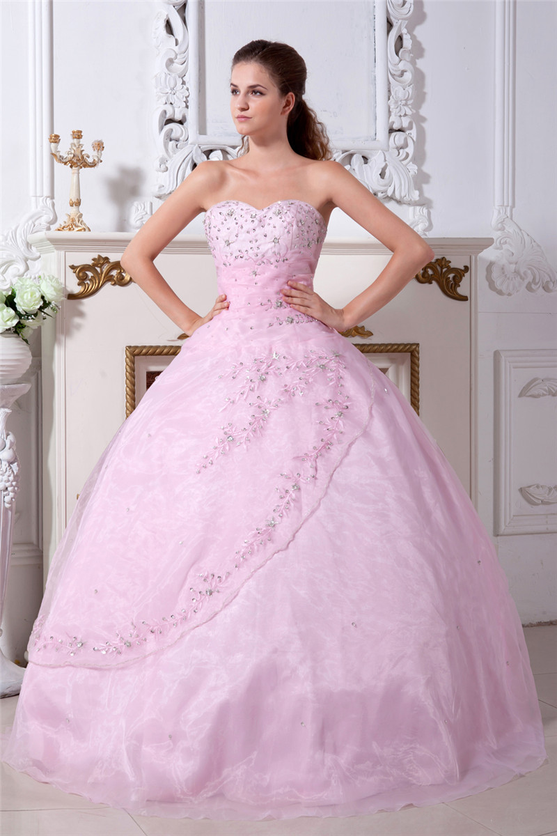 2017 Princess Pink Embroidery Ball Gown Quinceanera Dresses with Beading Sequin Plus Size Sweet 16 Dress Vestido Debutante Gowns BQ68
