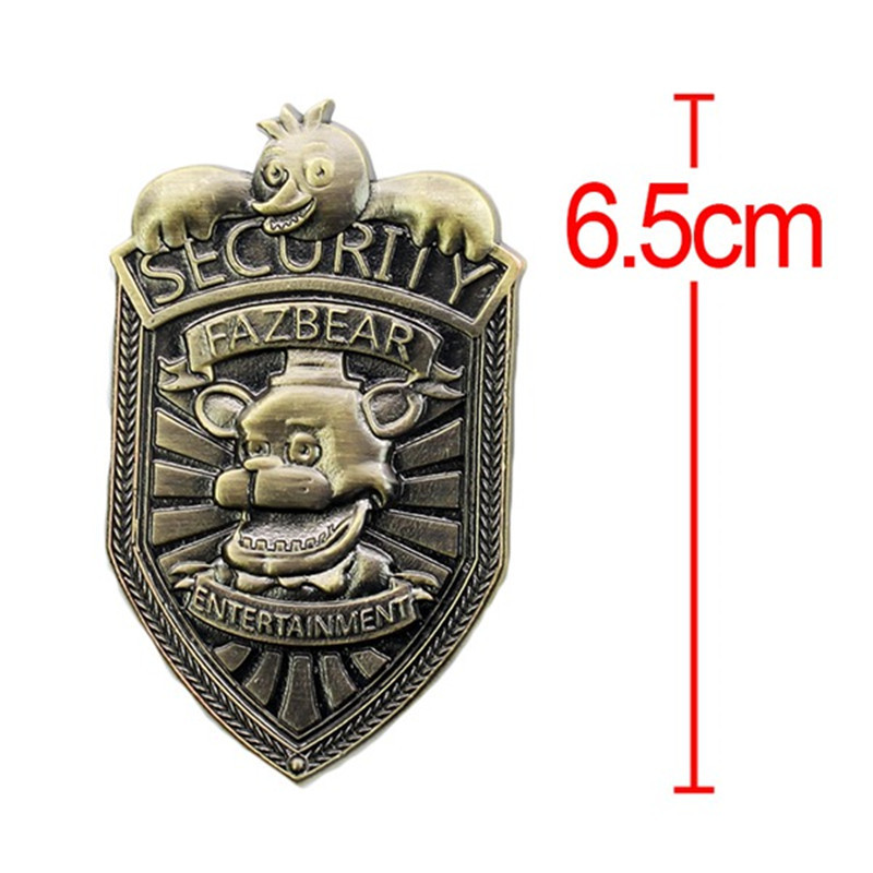 Hot New Game 5 Five Nights At Freddys Metal 6.5cm Fazbear Security Badge FNAF Figure