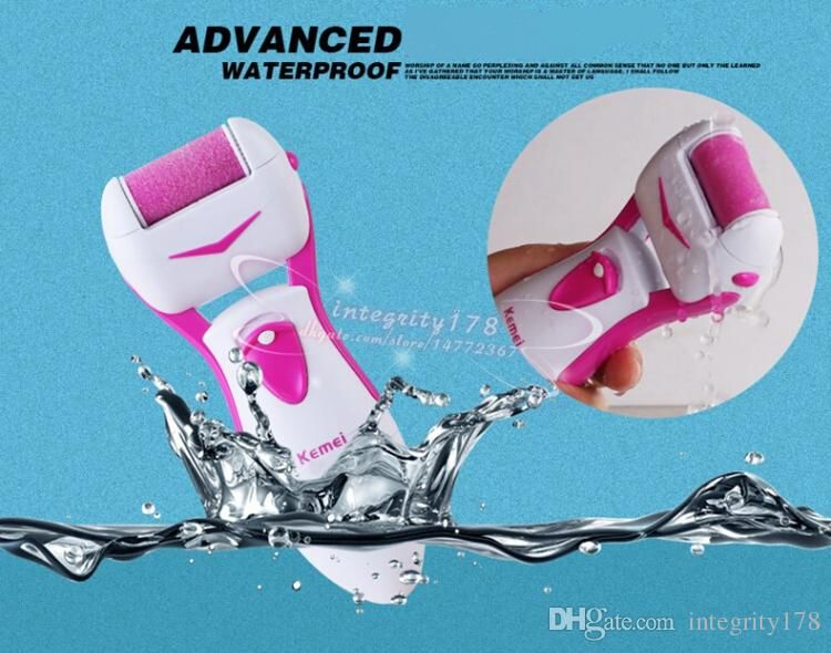 1000pcs KEMEI Electric Callus Remover Foot Scrubber & Micro Pedicure Exfoliating File Tool Battery Operated Repair & Smooth Cracked DHL free