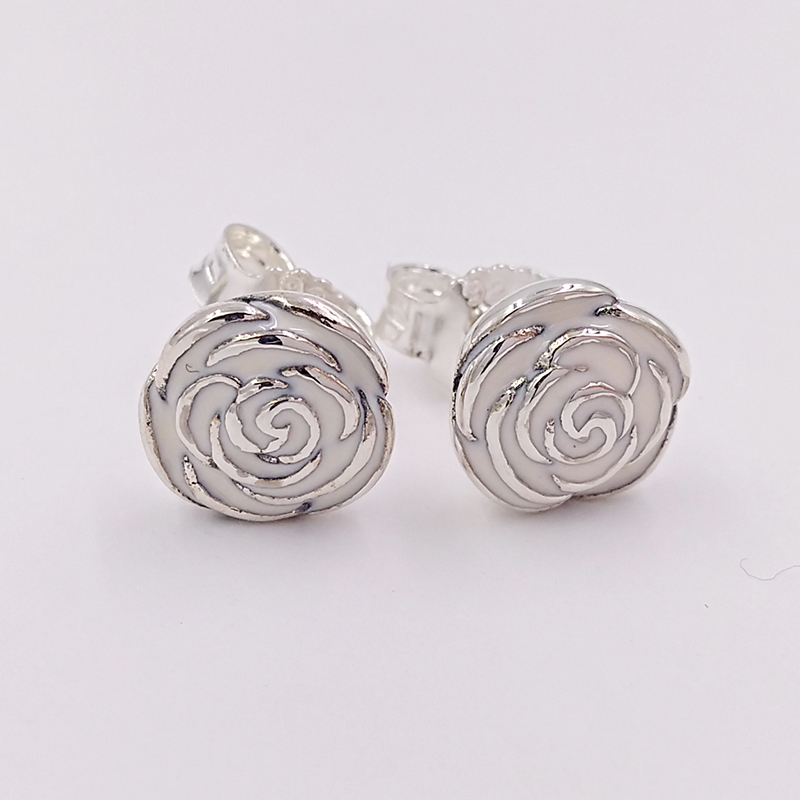Authentic 925 Sterling Silver Studs Silver Rose Garden Earring With Pink Enamel Fits European Pandora Style Jewelry
Authentic 925 Sterling Silver Studs Silver Rose Garden Earring With Pink Enamel Fits European Pandora Style Jewelry