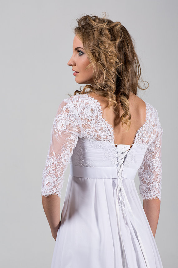 Boho Vintage Chiffon Beach Wedding Dress with Lace Corset Illusion Half Sleeves Satin Belt Bohemian Ruffle Lace-up Bridal Gowns