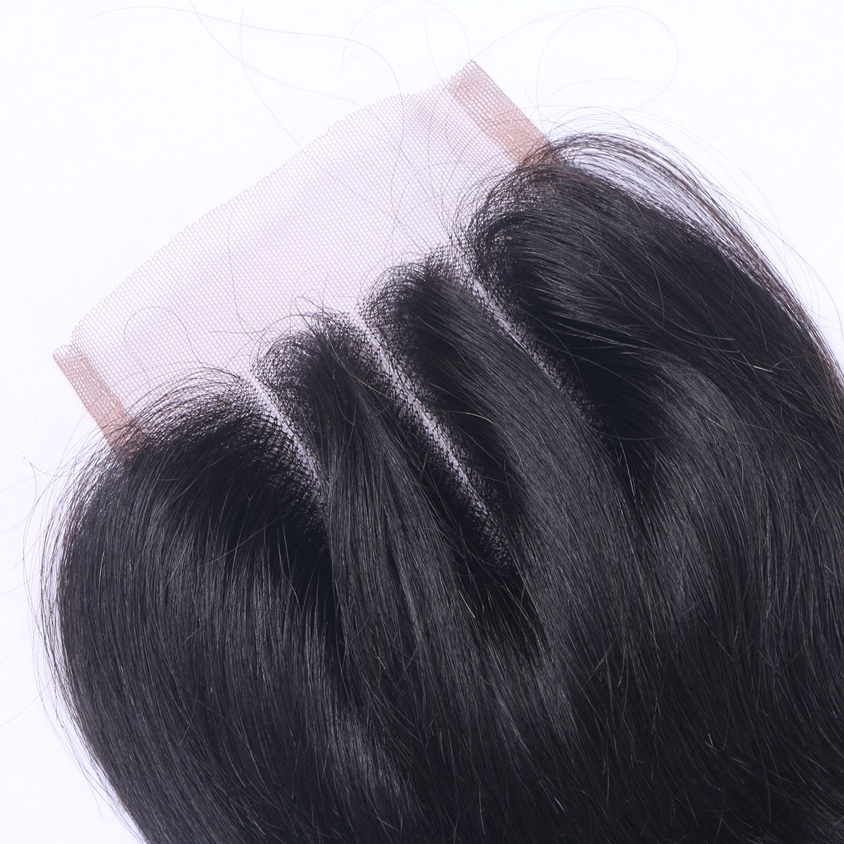 Brazilian Virgin Remy Human Hair Weave Closure Straight Natural Black 4x4 Lace Closure Three Middle Free Part