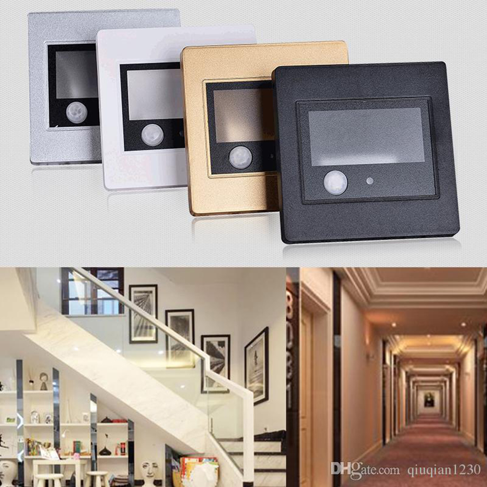 2.5W AC85-265V LED Human Body & Light Sensor Wall Plinth Recessed Stairs Lamp Corridor Lamps Hotel Aisle Drawing Room Night Lights