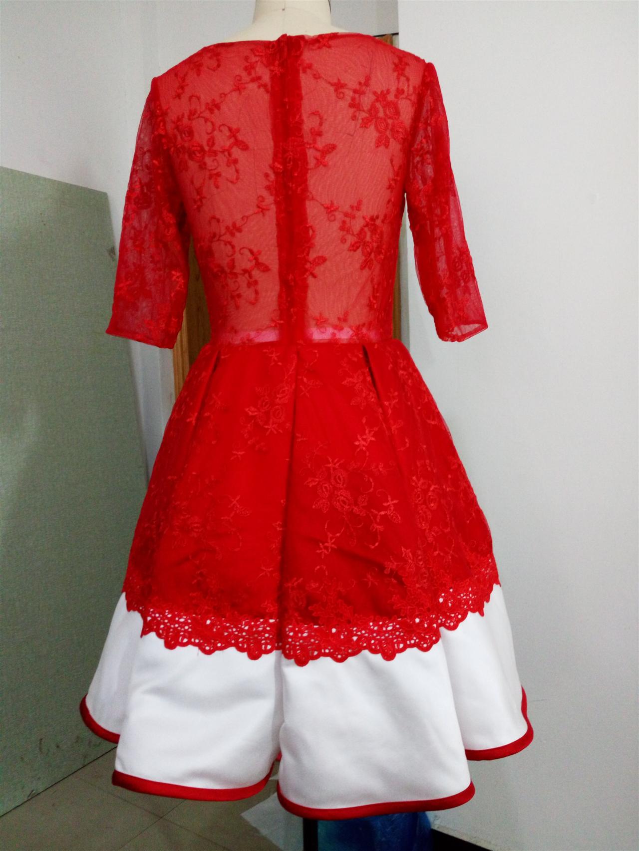 2019 Red Lace Cocktail Dress Spanish Style Short Formal Party Dress Celebrity Dress Vestidos de fiesta cortos