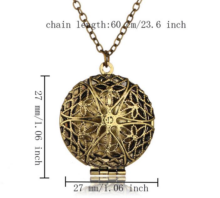 Vintage Opening Locket Pendant Necklace Copper Hollow Flowers Essential Oil Diffuser Necklaces Aromatherapy Pendants Jewelry Gift