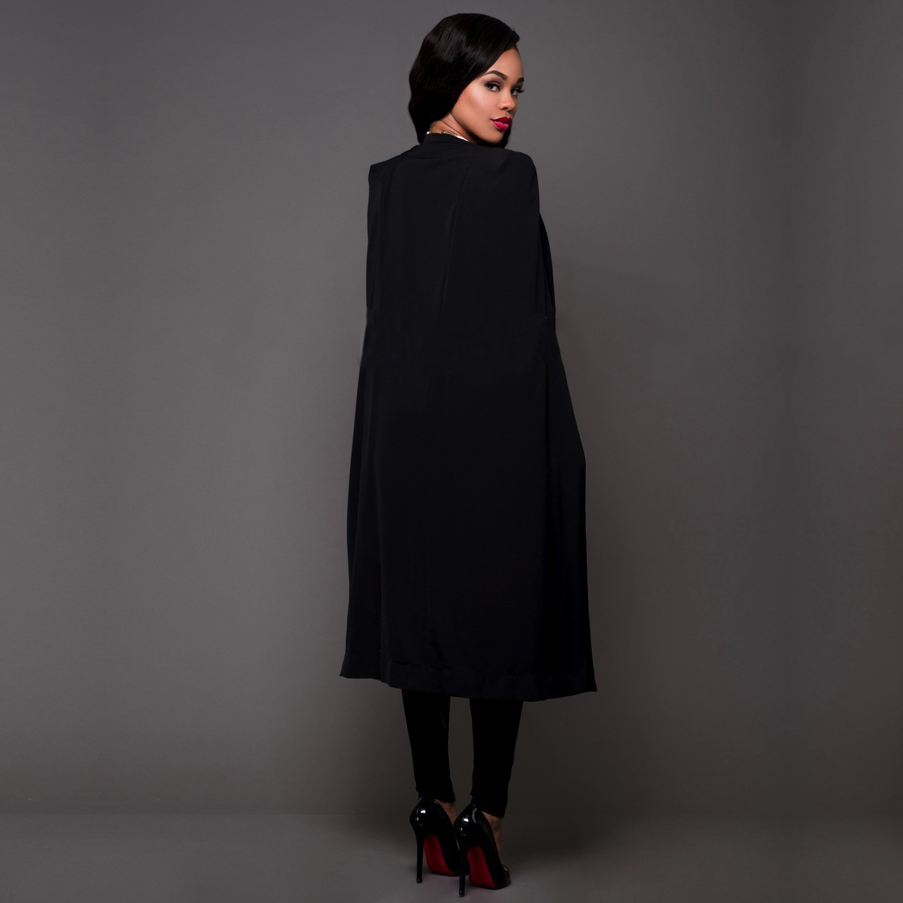 capes 2021 European American fashion pure color sleeveless personality style long suit jacket.Support mixed batch