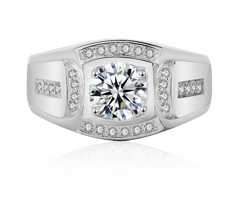 Size 8/9/10/11/12/13 Luxury Jewelry 925 Sterling Silver Round Cut White Topaz Zirconia CZ Diamond Gemstones Boss Wedding Pave Band Ring Gift