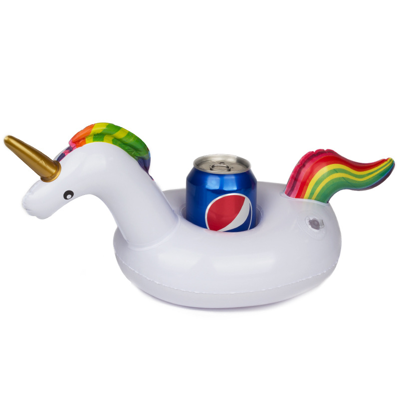 PVC Inflatable Drink Cup Holder White Unicorn Beverage Holders Pegasus Floating Glass Inflatable Pool Toy Beach Stand