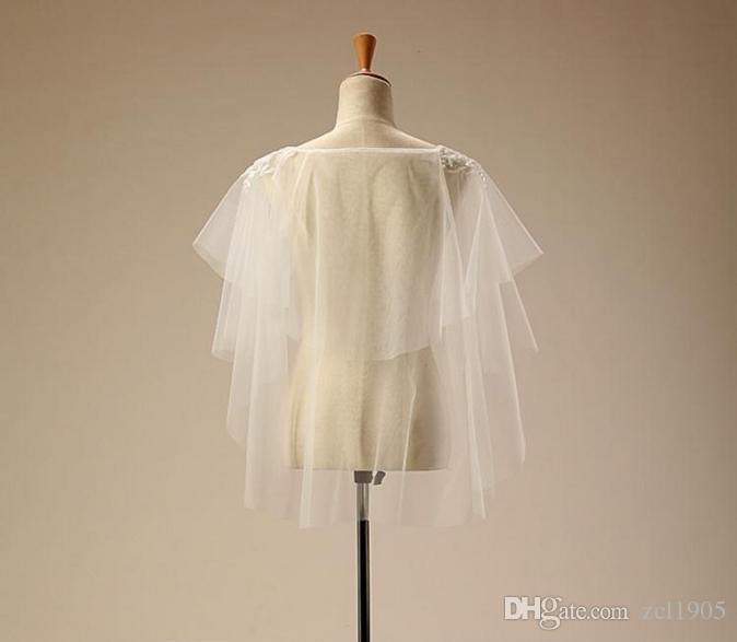 Hot Sale Wedding Special Occasion Shawl White Ivory Gray Black Wrap Shawl Coat Jackets Boleros Shrugs Regular Capes 2017