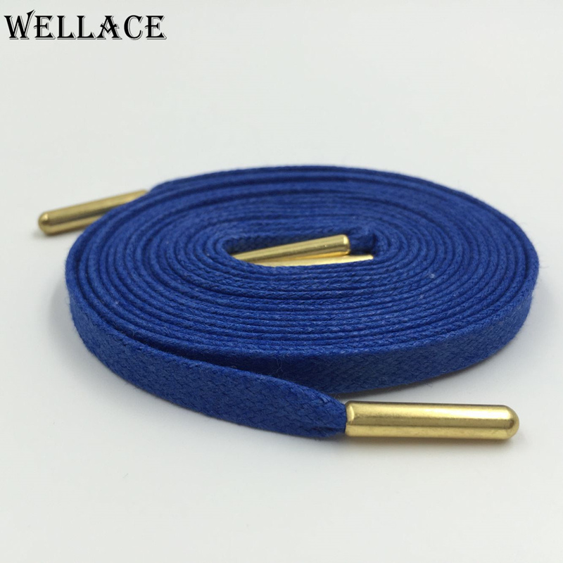 Weiou flat cotton waxed bootlaces custom length shoe laces string for work boots with Gold metal tips
