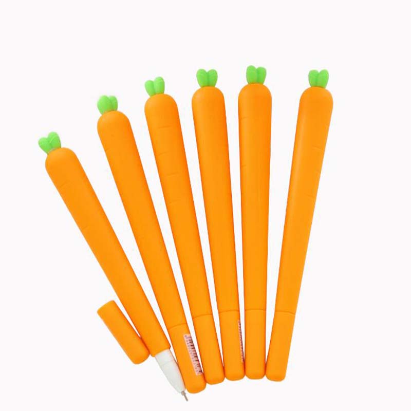 10pcs/lot Cute Fresh Carrot Shape Gel Ink Pen Promotional Gift Stationery School Office Supply Birthday Gift for Kid Children Papelaria