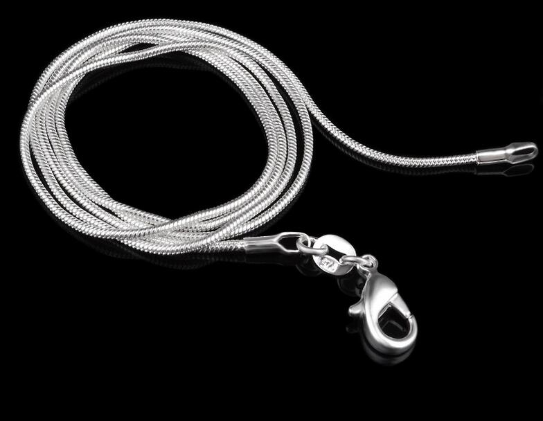 Top quality plating 925 sterling silver snake chain necklace 1MM 16-24inches fashion jewelry factory price free shipping