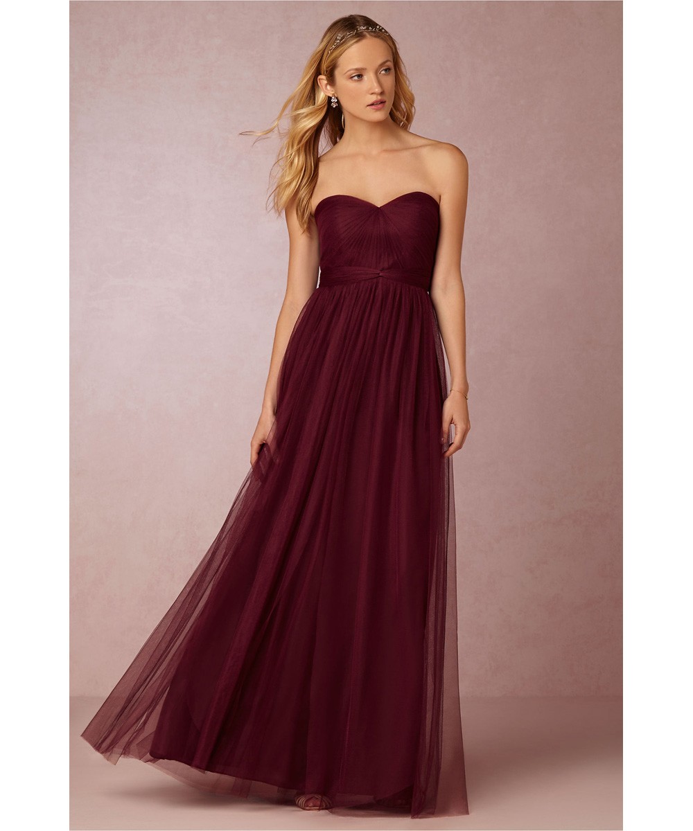 Burgundy Bridesmaid Dresses Tulle Long Wedding Party Dress Sweetheart Long Plus Size Bridesmaid Dress Royal Blue,Yellow,Black