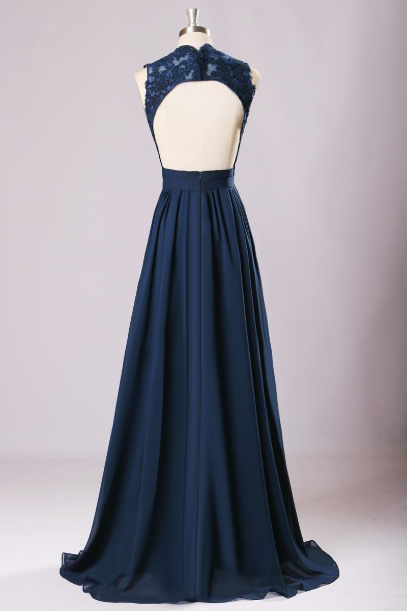 2017 Elegant V-neck Lace Prom Dresses With Cap Sleeves Appliques Chiffon Long Formal Evening Party Gown BM96