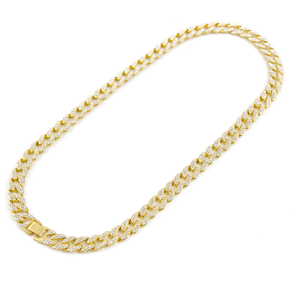 Whosale 16Inch 18Inch 20Inch 22Inch 24Inch 26Inch 28Inch 30Inch Iced Out Rhinestone Gold Silver Miami Cuban Link Chain Men Hiphop Necklace