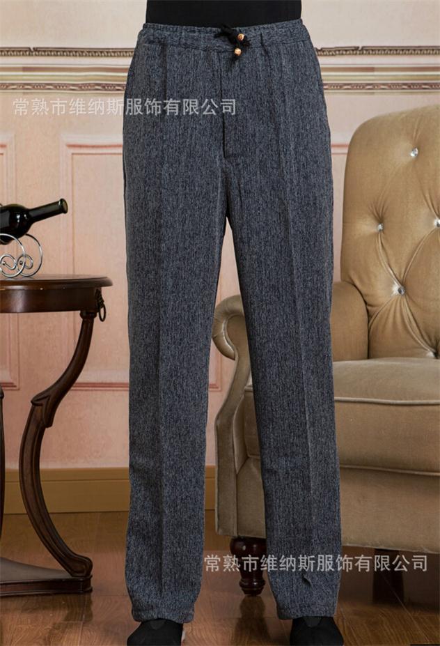 Wholesale-Beige Chinese Men's Linen Pants Trousers Casual Active Free Shipping Size M L XL XXL XXXL 2505-1