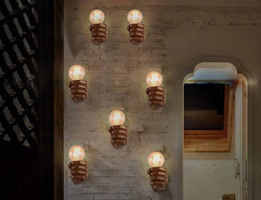 Vintage personality bedside stair balcony wall light hand art lamp Fist wall lamp AC110V-250V