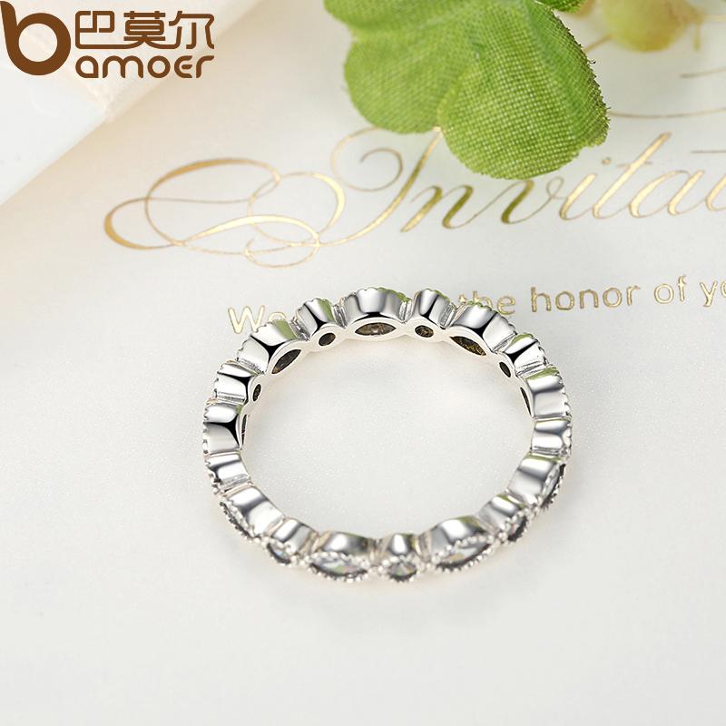 yizhan BAMOER 925 Sterling Silver Alluring Brilliant Marquise Stackable Finger Ring with Clear CZ Original Fine Jewelry PA7130