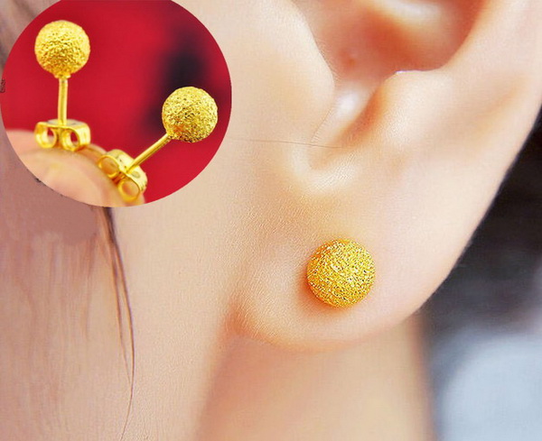 whole fine 24k gold plated slippy bead transfer stud earring womenDangle stud earring earrings bride earring Women shippi314e92889