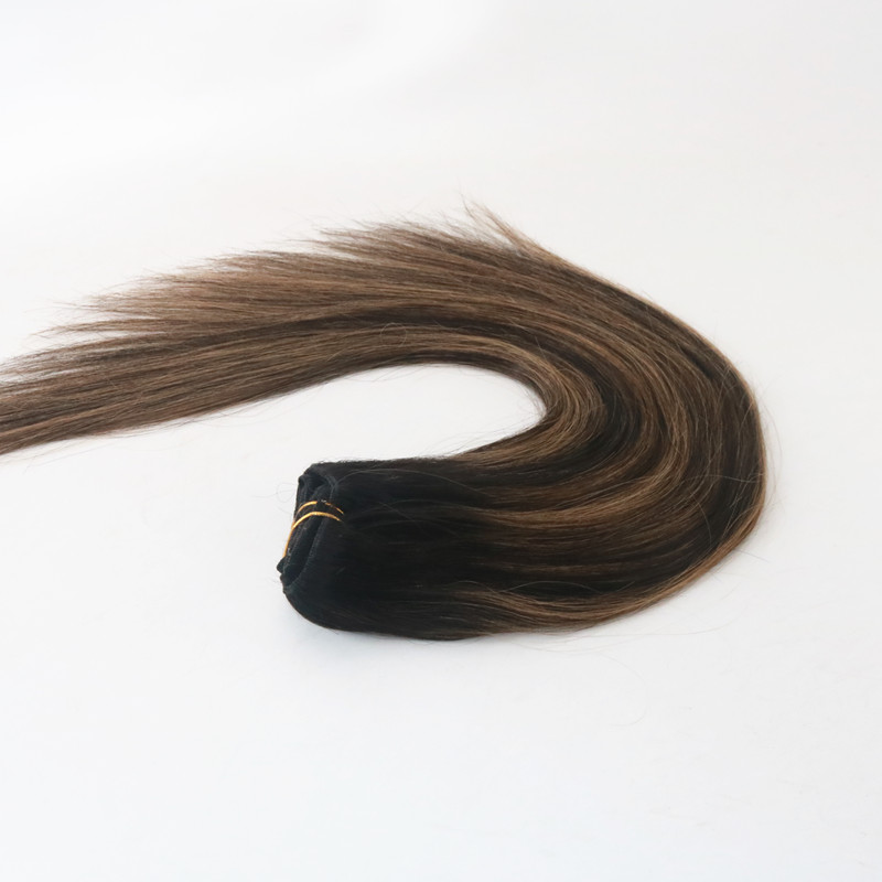 Balayage Color T1B/6 Best Selling Virgin Hair Straight Human Hair Clip in Hair Extension 100G Per Bundle