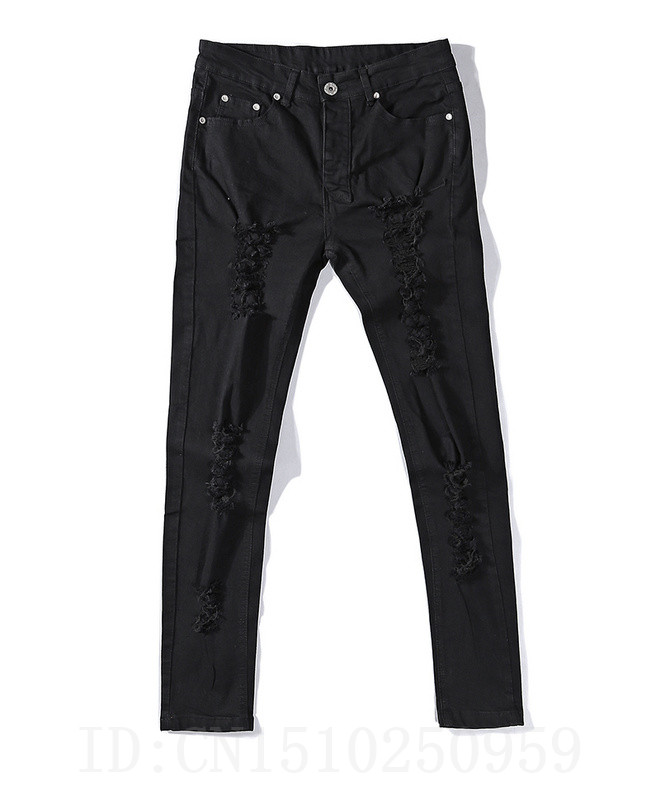 Wholesale-New hip hop youth fashion trends mens designer clothes 30-36 black stretch rockstar moto rock skinny distressed ripped jeans