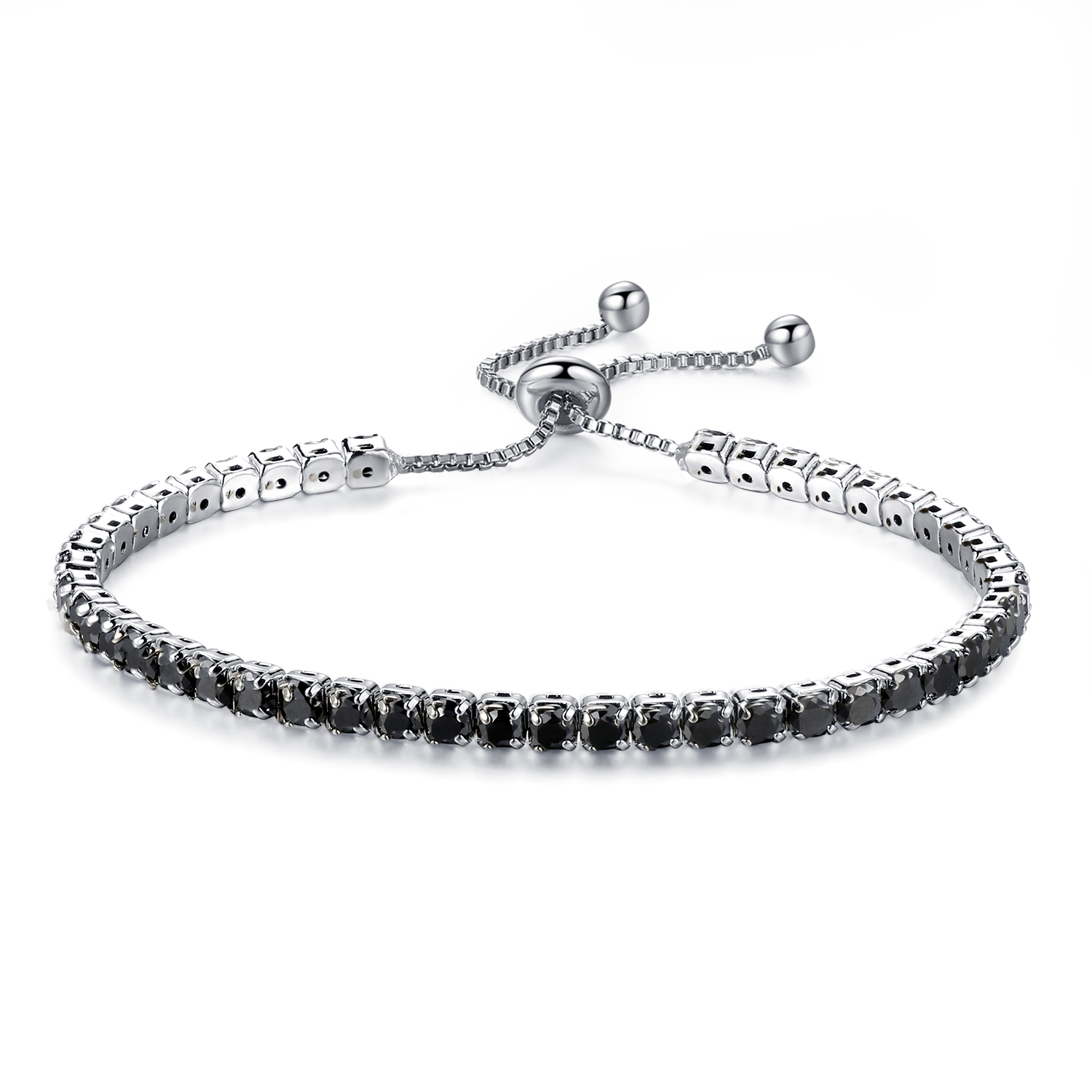 Elegant Platinum Plated Bezel Set Cubic Zirconia Tennis Adjustable Bracelet263d2393557