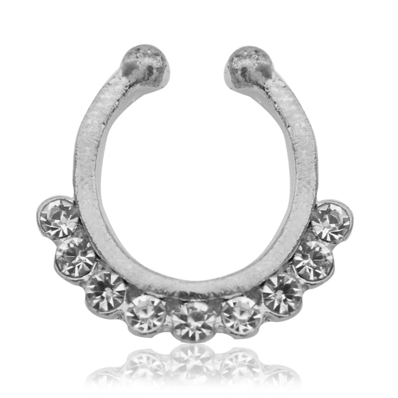 100pcslot Crystal fake septum Nose Rings piercing clip on body jewelry faux hoop Ladies nose Studs for women Fashion Jewelry