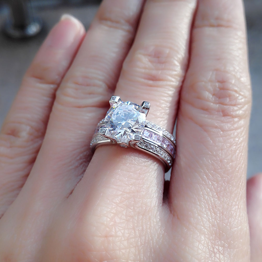 Victoria Wieck Choucong Fashion Jewelry 10KT White Gold Filled Roud Cut Pink Sapphire CZ Diamond Gemstone Wedding Engagement Women Ring Gift