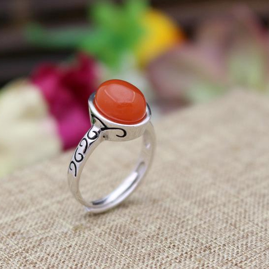 8x10mm Oval Cabochon Semi Mount 925 Silver Art Nouveau Women Engagement Ring Fine Silver Jewelry Setting