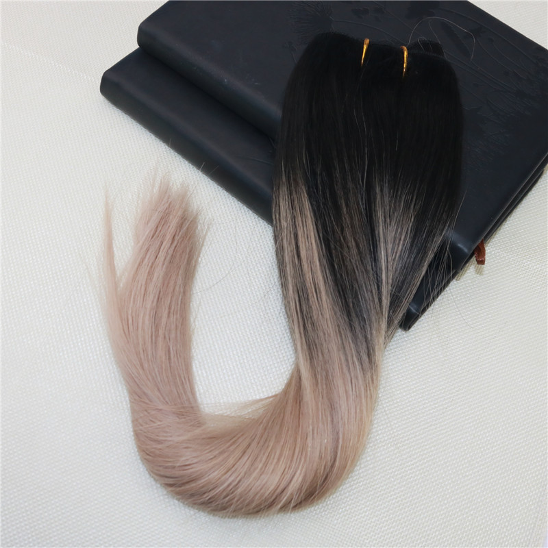 8A Grade Remy Brazilian Human Hair Extensions Color Balayage #1B fading to #18 Omber Hair Weave Straight Virgin Unprocessed Hair Weft 100g