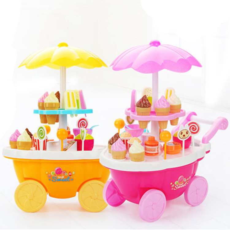 

39PCS/Set Children Toys Simulation Mini Candy Ice Cream Trolley Lighting Music Shop Kid Pretend Playing Christmas Gift