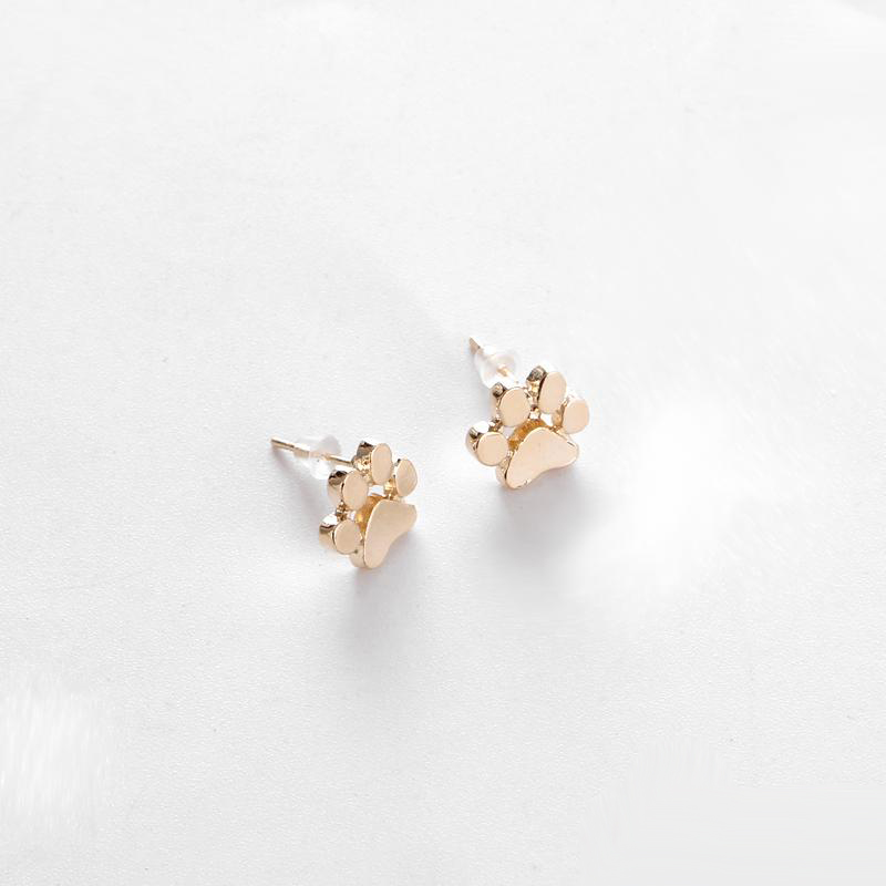hollow pet cat dog lover paw print stud earrings Puppy Memorial Minimalist earring cute animal footprint gold silver plated earrings