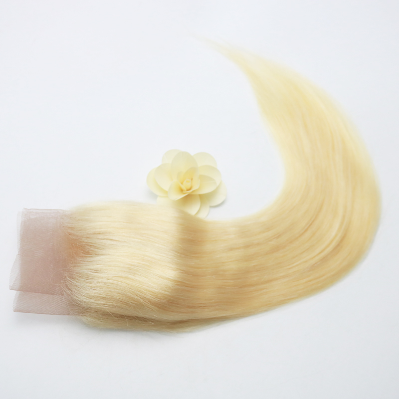 Brazilian Remy Hair 13"X4" Free Part 613 Blonde Lace Frontal Closure Straight Human Hair 130% Density