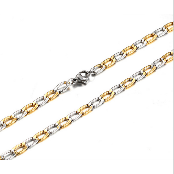 Silver&Gold Color Link Chain Necklace for Men Jewelry Stainless Steel Necklace Jewelry 46CM in Length 4.5mm Width NC-035