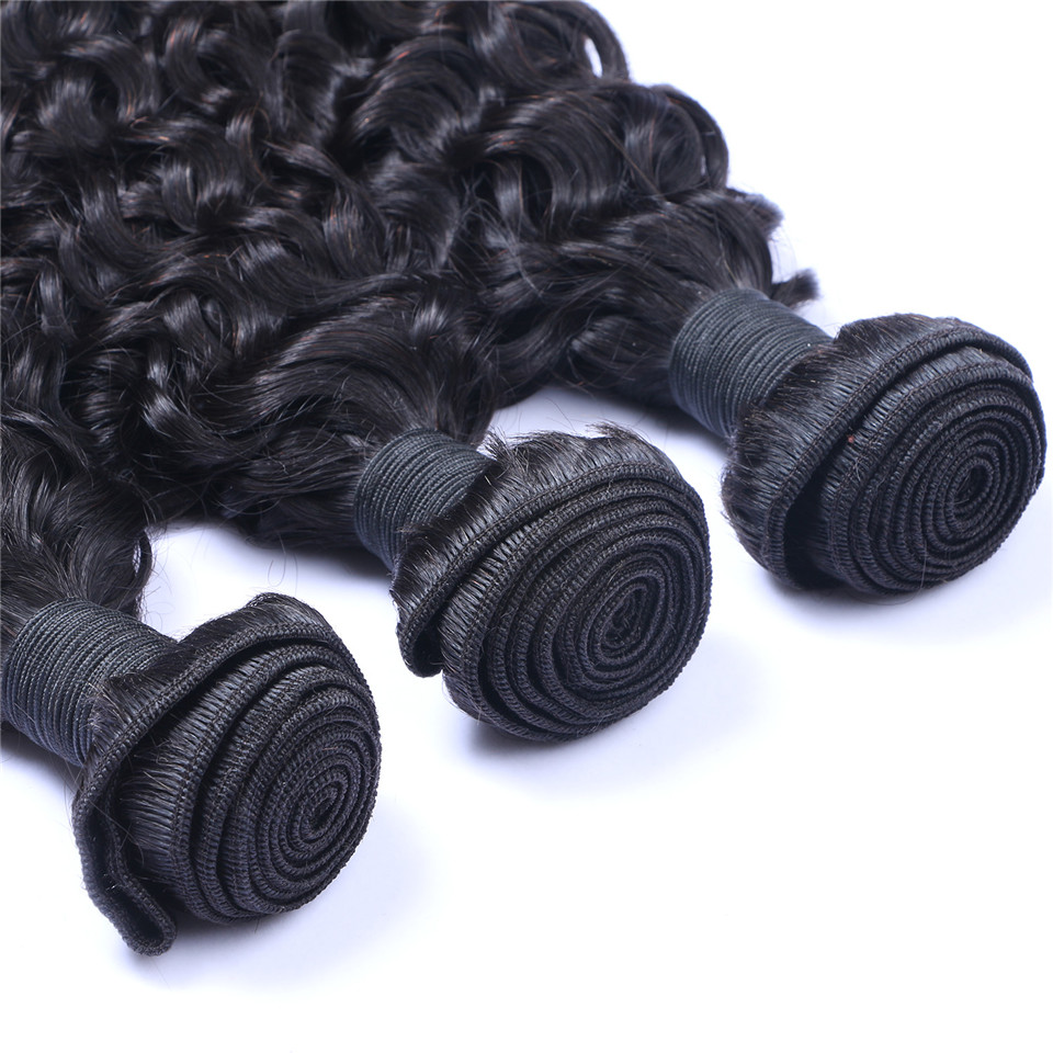 Brazilian Jerry Curly Human Virgin Hair Weaves With 4x4 Lace Closure Bleached Knots 100g/pc Natural Color Double Wefts Hair Extensions