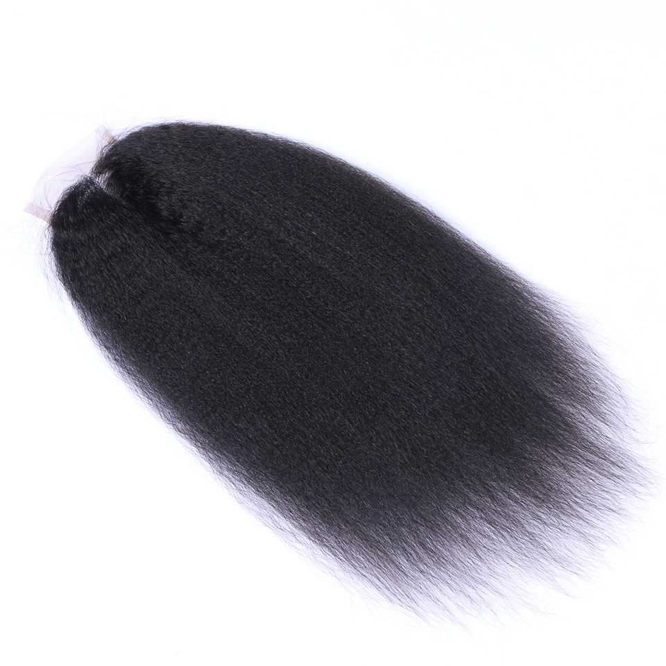 Free shipping Brazilian Kinky Straight Human Hair Closure Middle Free part 3 Part x 4 Lace Top Closures
