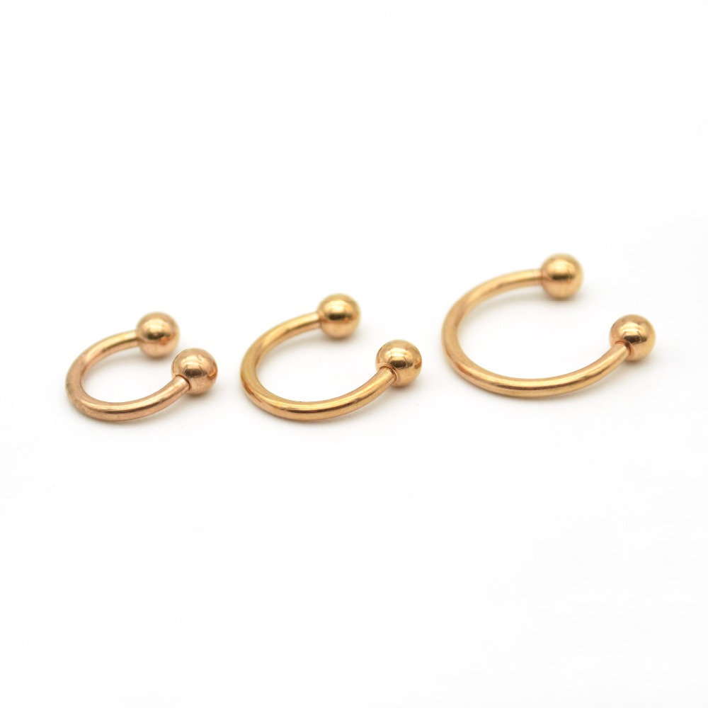 Rose Gold Horseshoes Ring Labret Lip Rings With Ball Circular Barbell Nose Hoops Septum Piercing 316L Stainless Steel Earrings от DHgate WW