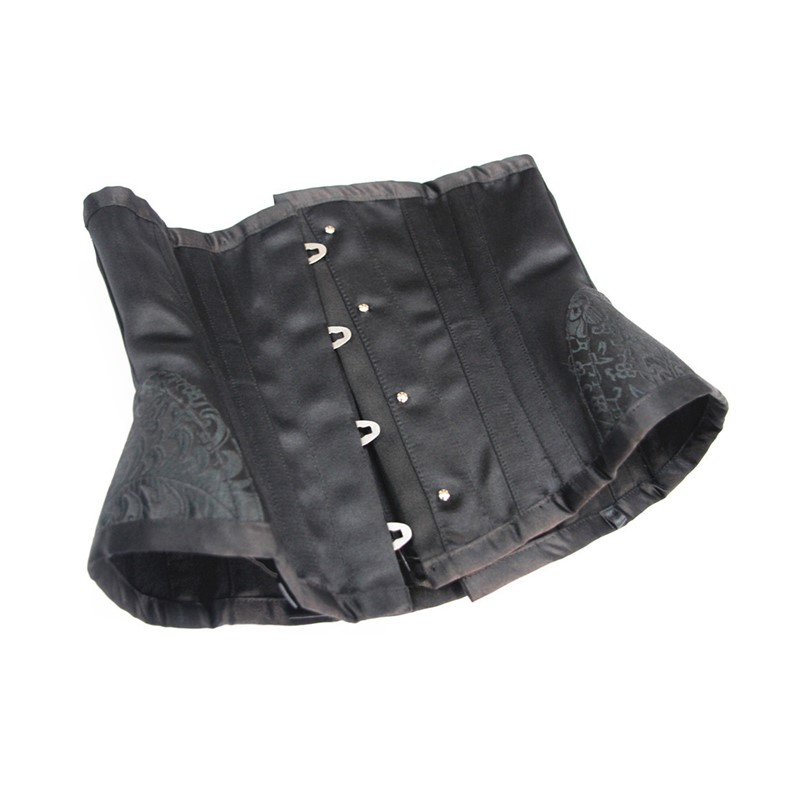 Plus Size 14 Steel Boned Waist Training Underbust Corset with Side Brocade Embroidery Hip Panels Women Everyday Waist TAMING Corselet
