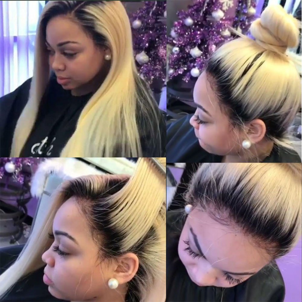 Brazilian Straight Human Hair Weaves Ombre T1b/613 Blonde Two Tone Color Full Head 3pcs/lot Double Wefts Remy Hair Extensions