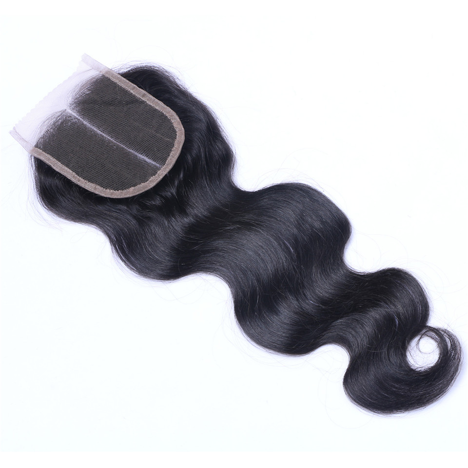 Free shipping Brazilian Body Wave 4x4 Tranparent Lace Closure 100% Human Pre Plucked With Baby Hair