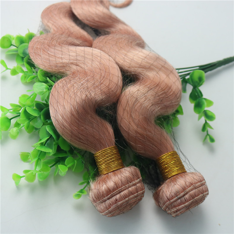 Hot Pink Colorful Human Hair Bundles Rose Gold Brazilian Body Wave Remy Pink Hair Bundles For Summer Wholesale
