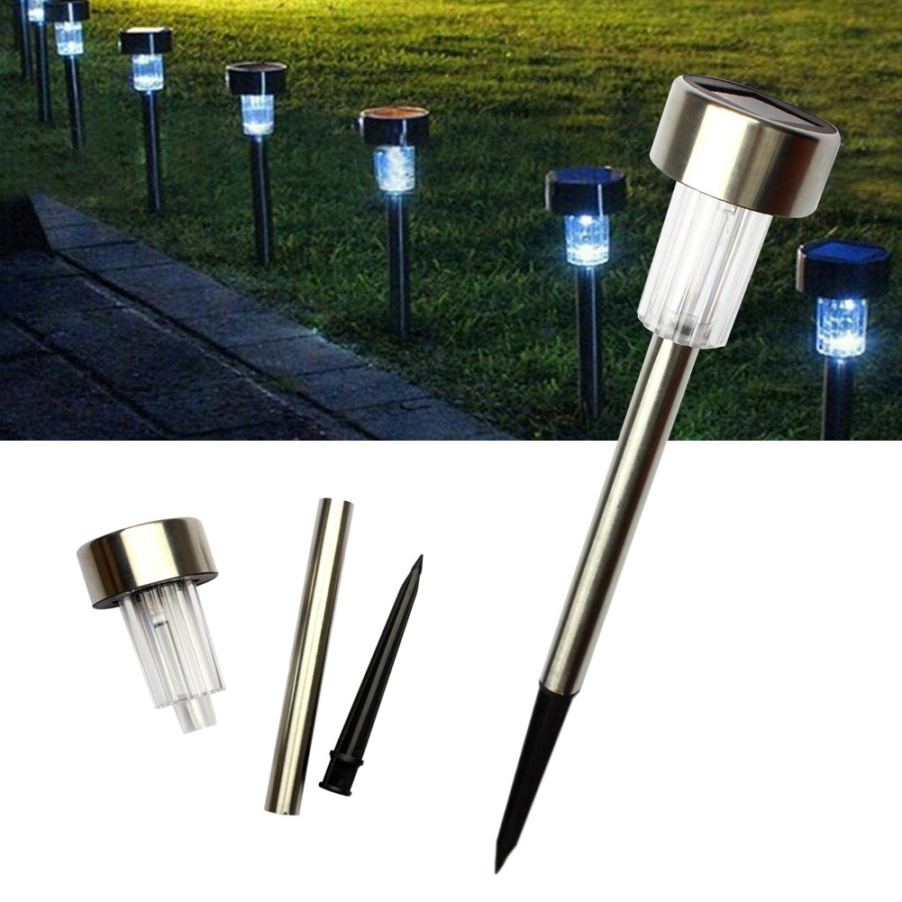 Solar Lights Stainless Steel Gardern Pathway Lawn Lamps Landscape Decoration LED White Light Solar Power Ground Insert Sense Lamp
