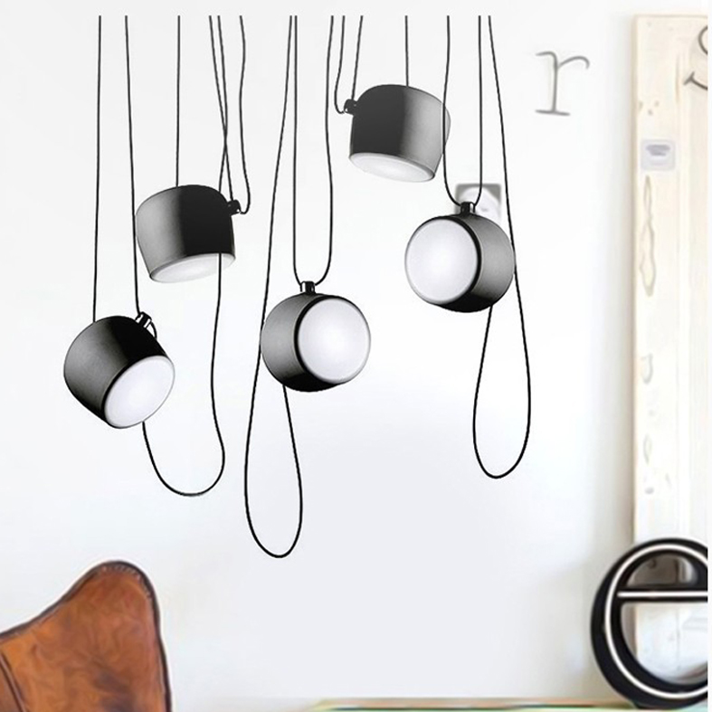 Nordic Small Drum Pendant Lamps White Black Modern Pendant Lights Fixture Home Indoor Lighting Restaurant Cafes Hanging Lamp Droplight
