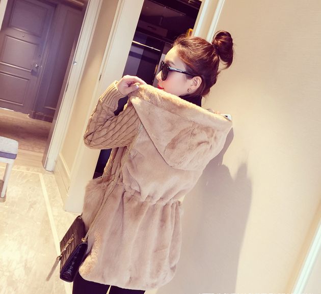 Wholesale- 2016 New Fshion S-4XL European Wool Girls Coat Fall Winter Fur Hat Collar Long Sleeve Outwear Big Size 3 Colors Jacket