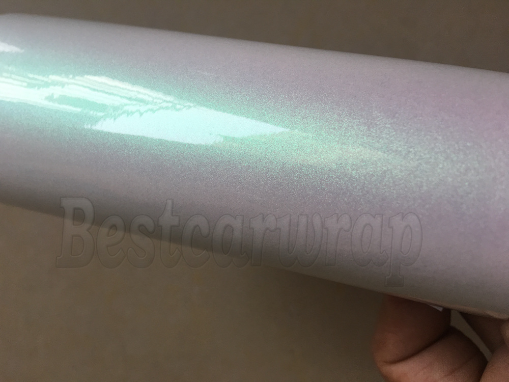 Premium Aurora White Gloss Vinyl Car Wrap Film with Bubble Free For Flip Flop Shift Union covering Film Size: 1.52*20m/Roll 5x67ft