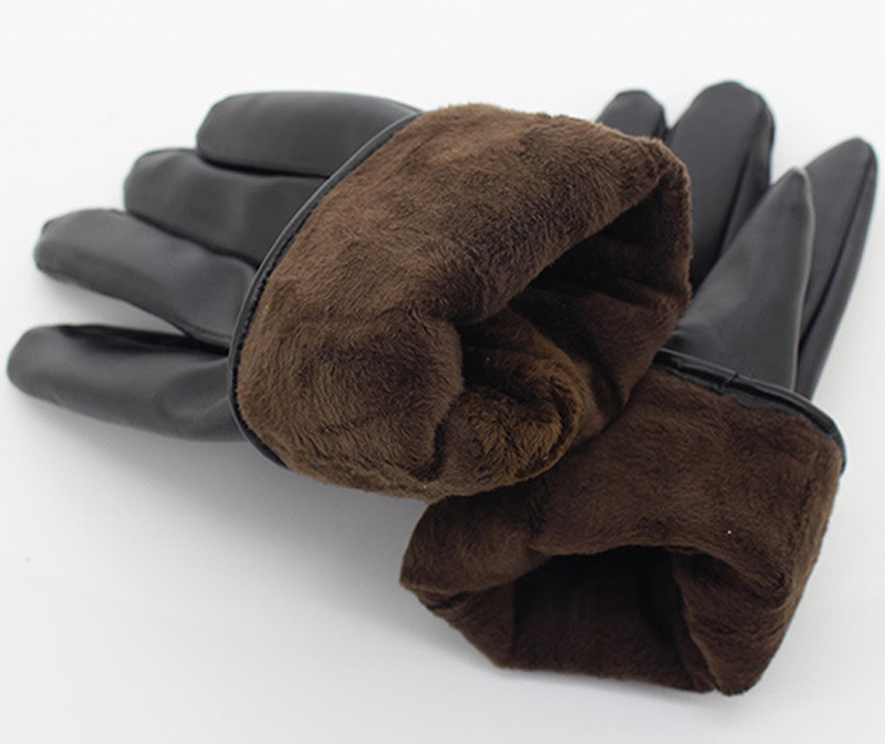 Heavy-Duty Winter Motorcyclist Gloves in Black Leather - Fully Waterproof & Ideal for Mobile Devices Use