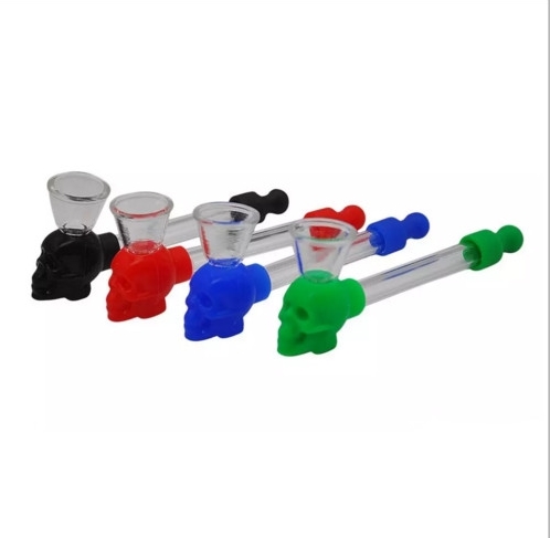 Silicone Skull Pryex Glass Oil Burner Pipes Hand Smoking Cigarette Tobacco Water Pipe with Screen
Silicone Skull Pryex Glass Oil Burner Pipes Hand Smoking Cigarette Tobacco Water Pipe with Screen