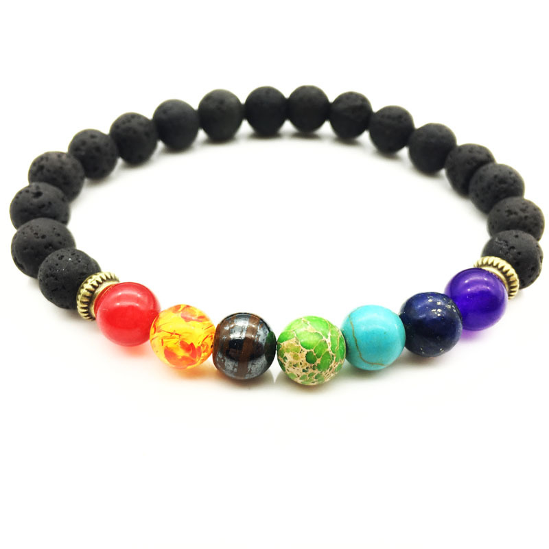 Mixed Styles Fashion Natural Stone Round Shape Strands Beads Lava Charm Bracelets Jewelry For Women Men