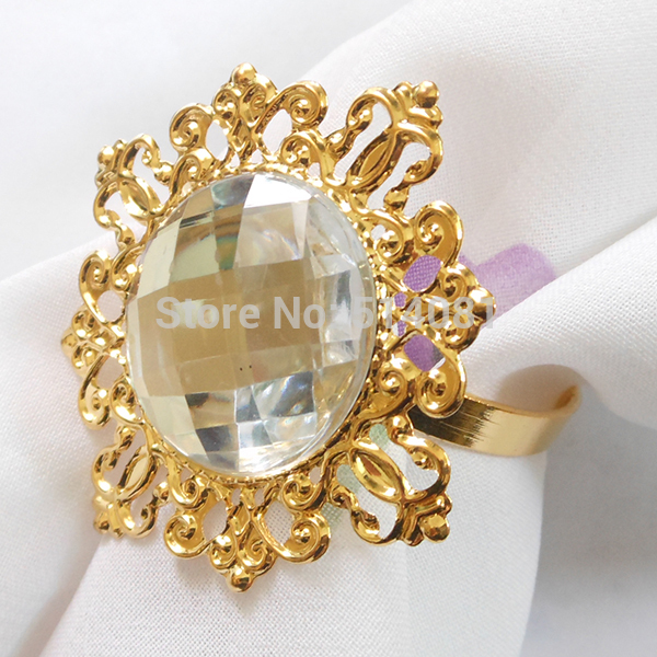 Gold Clear Napkin Ring Luxurious Napkin Rings for Weddings Party Hotel Banquet Dinner Decor Table Decoration