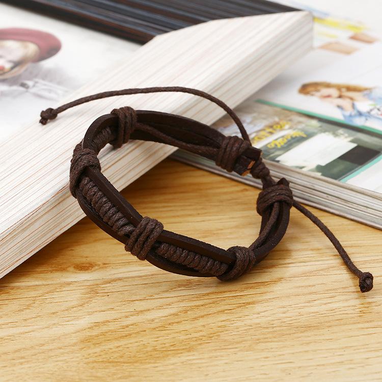 Brand new Leather braided cowhide bracelet selling black and brown color FB471 mix order 20 pieces a lot Slap & Snap Bracelets